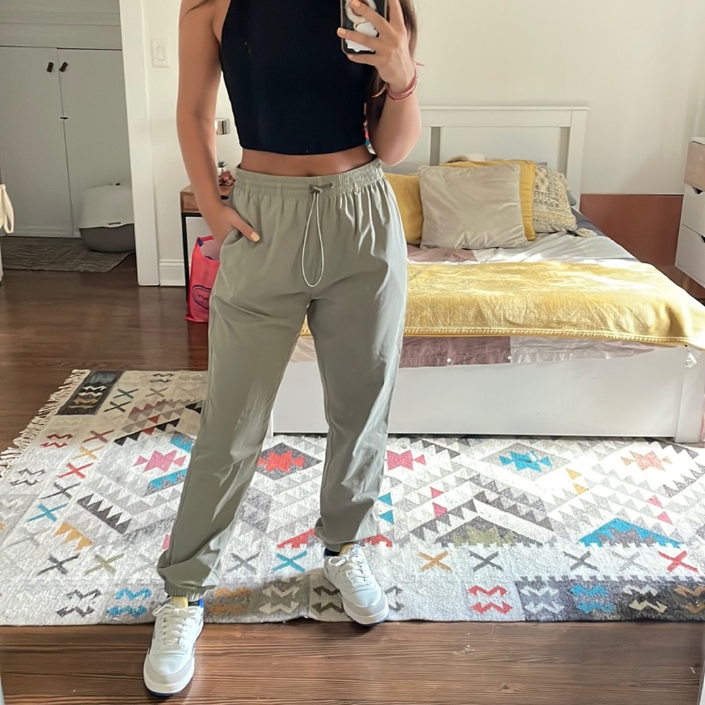 nylon green joggers